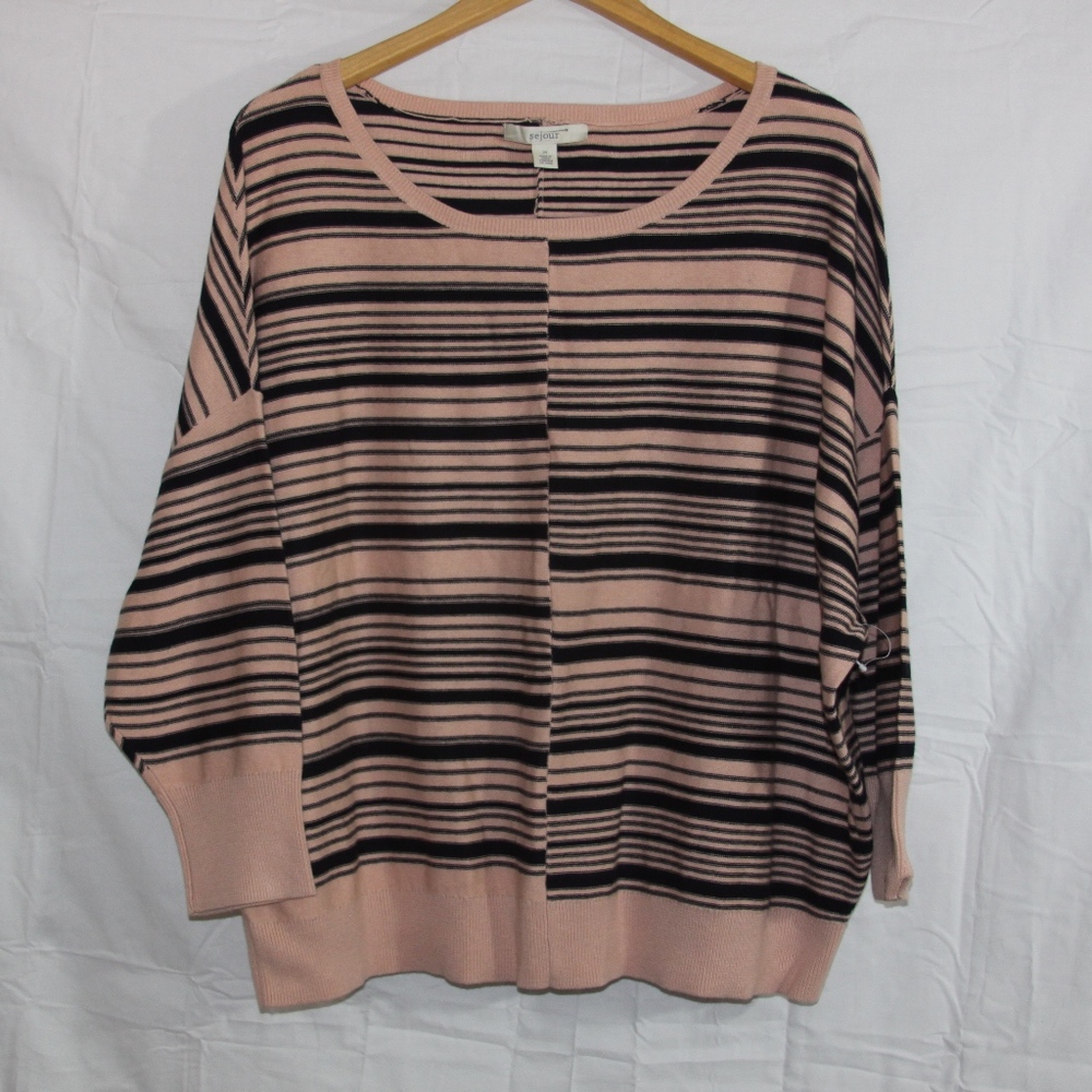 NEW Sejour Striped Long Sleeve Sweater